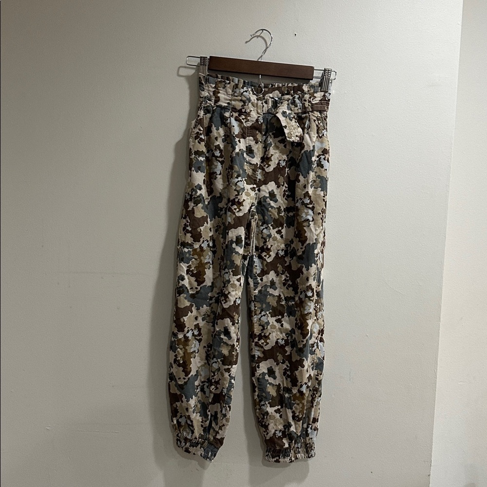 Zara Kids Girls Camouflage Joggers - Brown and Cream